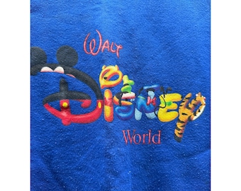Bluza dziecięca Walt Disney World VTG z lat 90. w kolorze niebieskim z okrągłym dekoltem, rozmiar XL, wyprodukowana w USA
