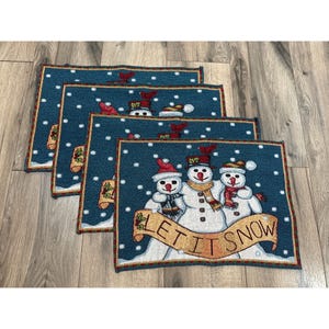 Snowman &quot;Let It Snow&quot; Holiday Tapestry Placemats Set Of 4