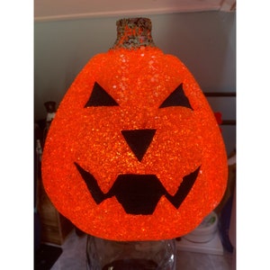Jahreszeiten Halloween Jack O Lantern Kürbis PopCorn Kunststoff Licht VTG Gruseliges Gesicht