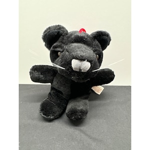 Peluche noire vintage de 6 po. chat et souris, Greek to Me