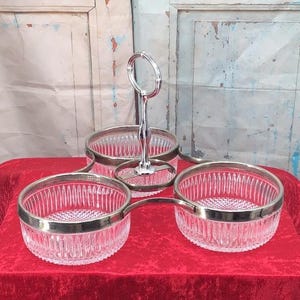 Vintage Crystal & Silver-Plated Serving Dish Set