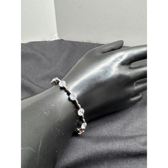 Ross Simons Vintage Elegant Silver & Round Cubic Rhinestone Crystal Tennis Bracelet