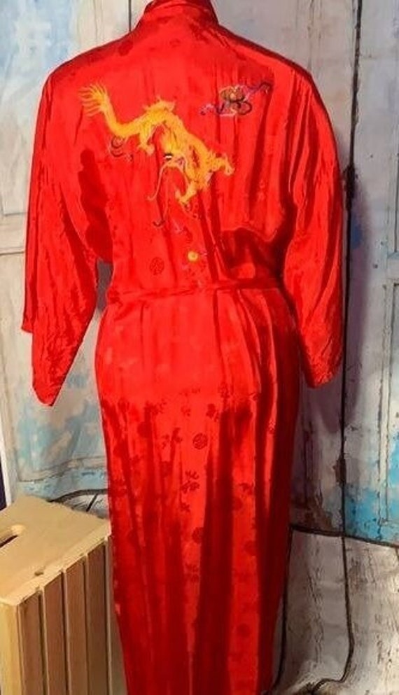 Vintage Chinese Golden Bee LG Red Stain Brocade Go