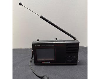 Casio Pocket Color Television TV-2000 Televisore portatile retrò con antenna e quadrante di sintonizzazione Nero Elettronica Vintage