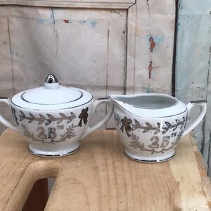 Vintage Eleanore 25th Anniversary Sugar Bowl & Creamer Set