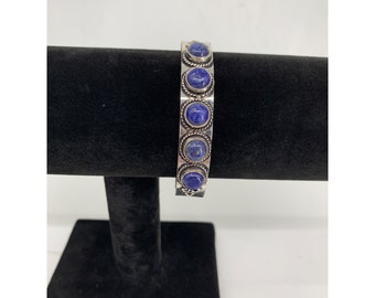 Bracelet 5 pierres Lapis Lazuli et argent sterling marqué 925