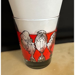 Vintage 1979 C.M. Paula Co. Glass Cup With Adult Humorous Cartoon & Text