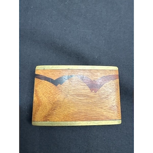 Vintage Sky West Bat Design Belt Buckle Solid Brass & Wood