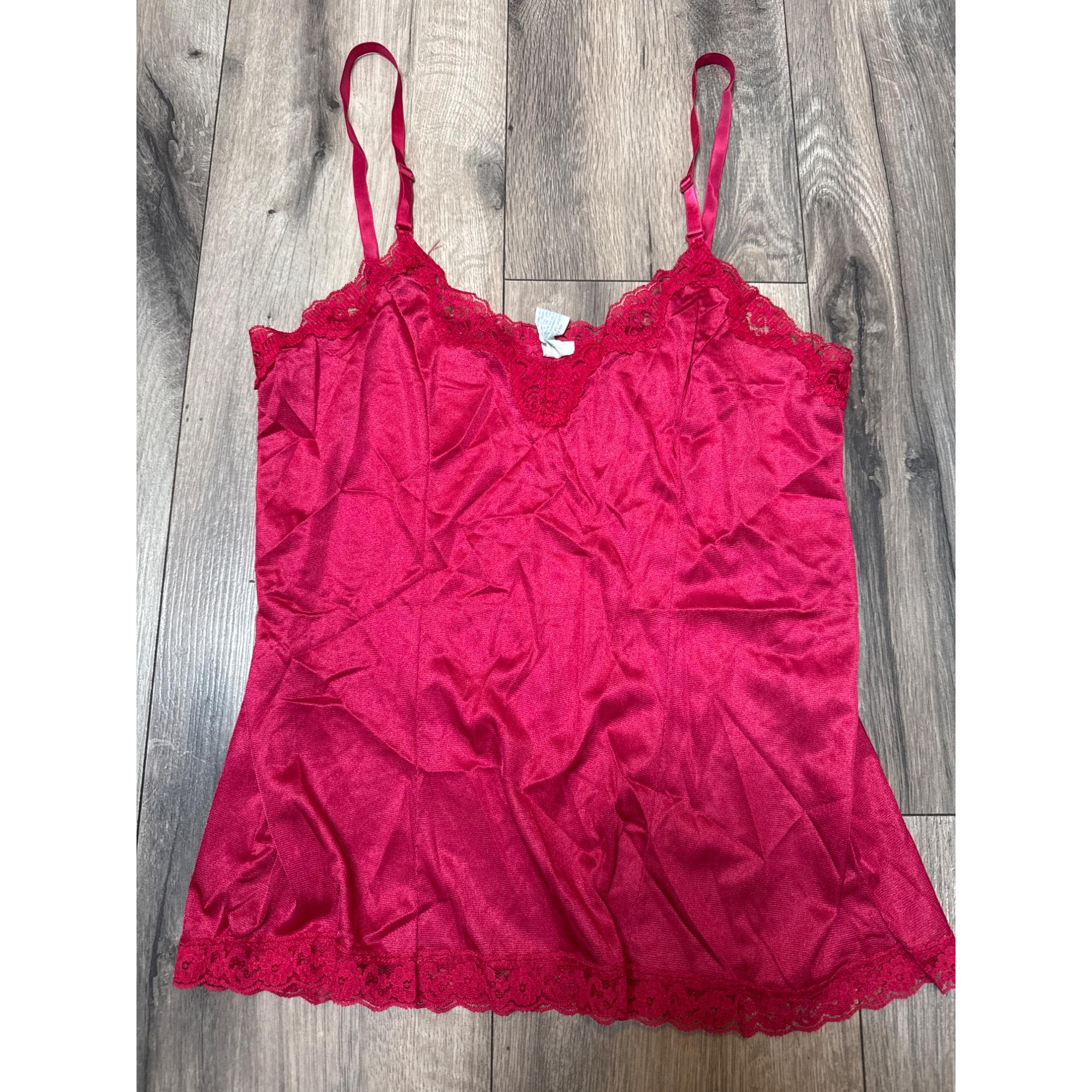 Vintage Mel-lin Raspberry Pink Red Lace Trim Nylon Camisole - Etsy