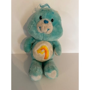 Vintage 1983 Care Bears Plush Wish Care Bear 13&quot; Blue & White Stuffed Animal READ