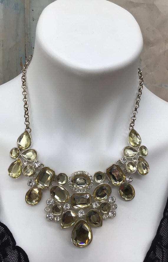 Statement Necklace with Various Teardrop and Round