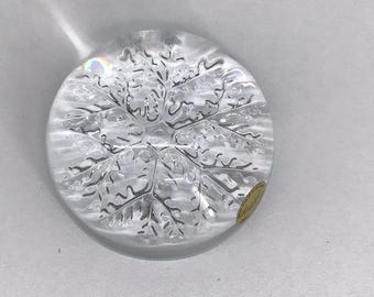 Französisch 1990 Bleikristall Schneeflocke Briefbeschwerer 24% PbO Signiert Cristal France
