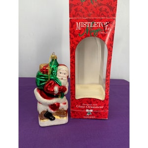 Mistletoe Magic Collection Santa Carrying Sack European Style Glass Ornament Handblown