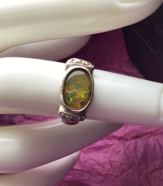 Sterling Silver Green Stone Ring - image 2