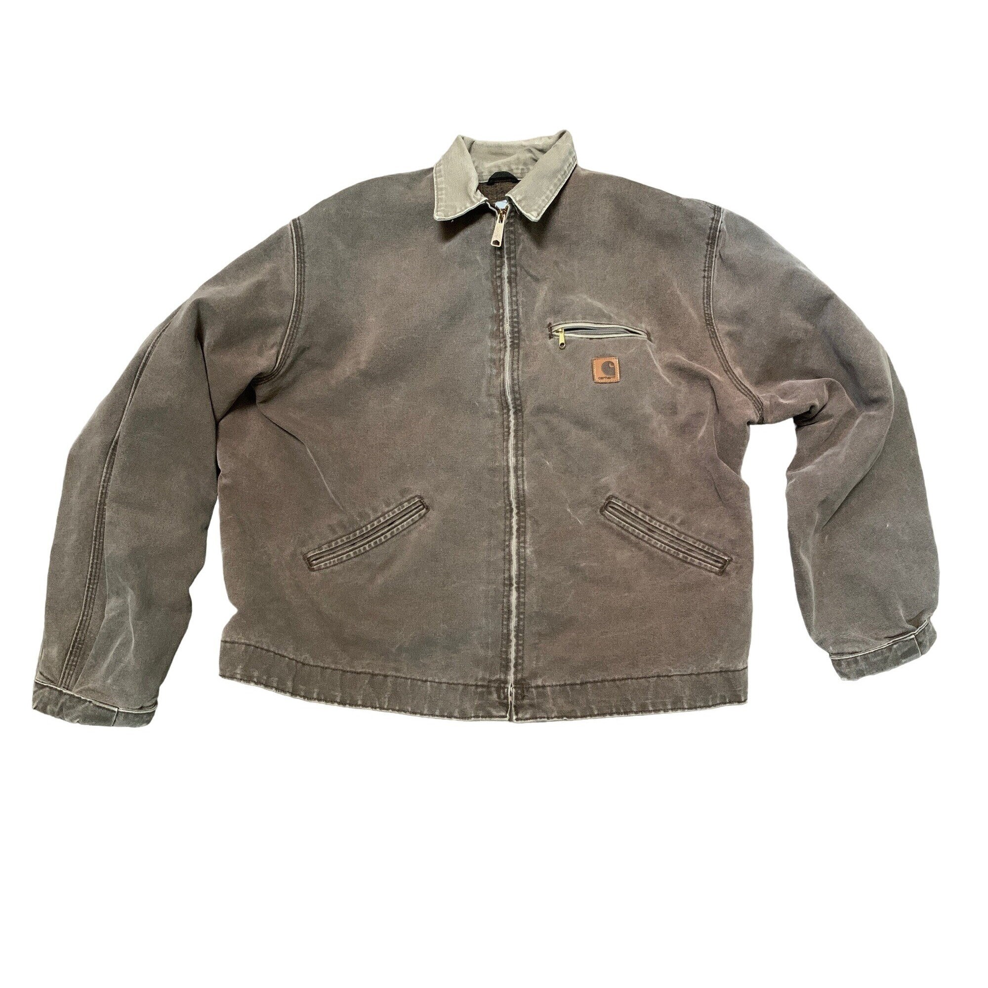 Carhartt J97 CHT Detroit Mens 2XL Tall Brown Blanket Lined Grunge