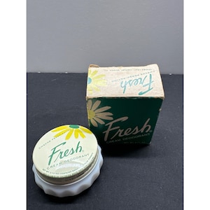 Vintage EMPTY Fresh Cream Deodorant Jar In Original Box 0.75 Oz Retro Antiperspirant
