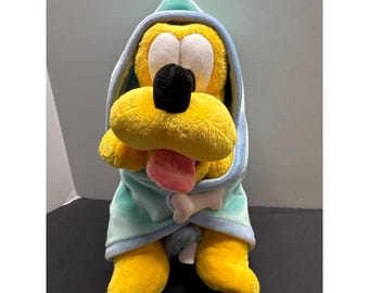 Disney Babies Pluto Peluche con Coperta e Osso Peluche 11" Vintage da Collezione