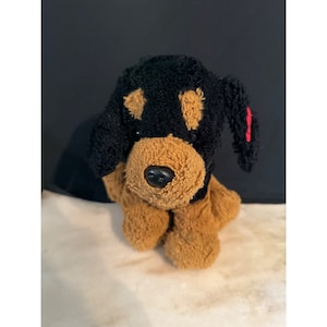 Vintage Best Made Plush Black Brown Rottweiler Puppy Dog Hearts