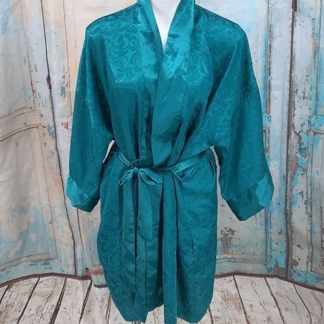 Victoria Secret Womans Gold Label Teal Robe OS Vintage - Etsy