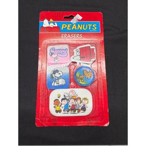 Peanuts 1980's Snoopy 5-Pack Assorted Erasers With Cool Cartoon Designs