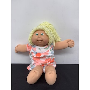 Cabbage Patch Kids Blonde Hair Green Eyes Head Mold 10 1985 Wide Eye 2 Dimples Opoen Mouth Two Bottom Teeth
