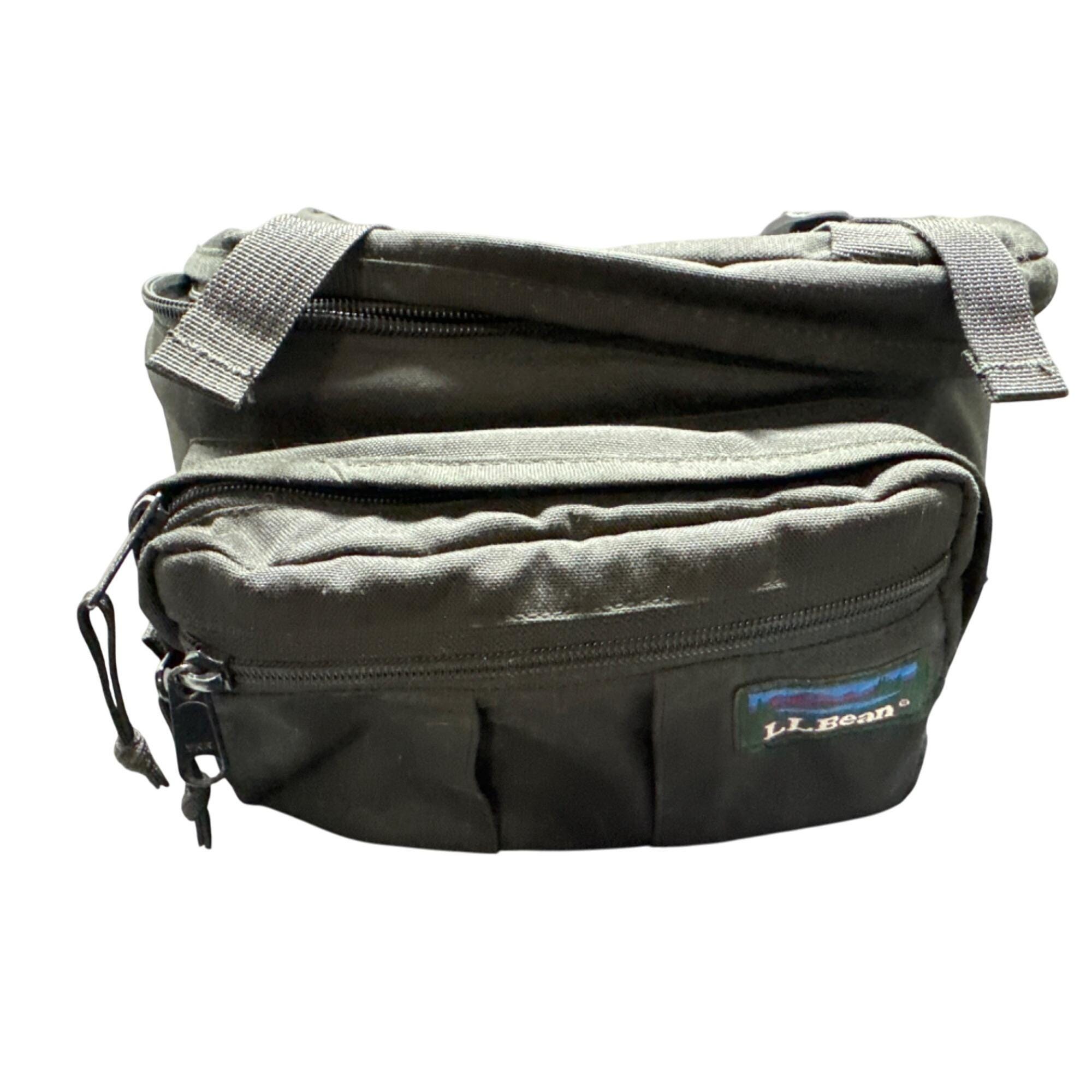 L.L. Bean Black Canvas Waist Bag With Adjustable Strap & Multiple