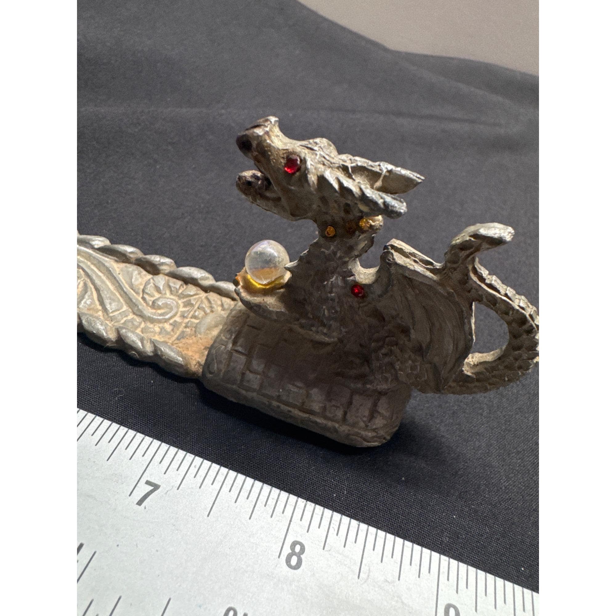 Sunglo Denicolo Pewter Dragon Holding Crystal Style Ball Mythical