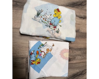 Vintage 1997 Lyons Group Barney & Friends Baby Bop BJ Farm Toddler Sheet Set