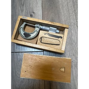Vintage W Co. Micrometer Caliper 0-1 With Wooden Case Tools From Poland