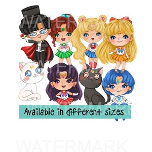 Friends Anime Chibi Characters Moon Cat CutOuts Birthdays Toppers Banners Parties Invitations Decoration Card Making Teaching Scrapbooking