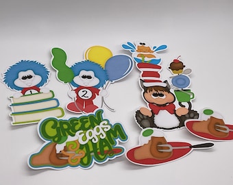 Green Eggs Ham Reading Story Telling Thing 1 2 Celebration Die Cuts Scrapbook Banner Journaling Memory Keeping Planners Invitations Party