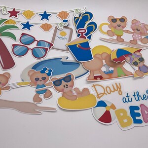 Día en la playa Olas de verano Protector solar Jugar Niños Celebración Troqueles Álbum de recortes Pancarta Diario Conservación de recuerdos Planificadores Invitación Fiesta