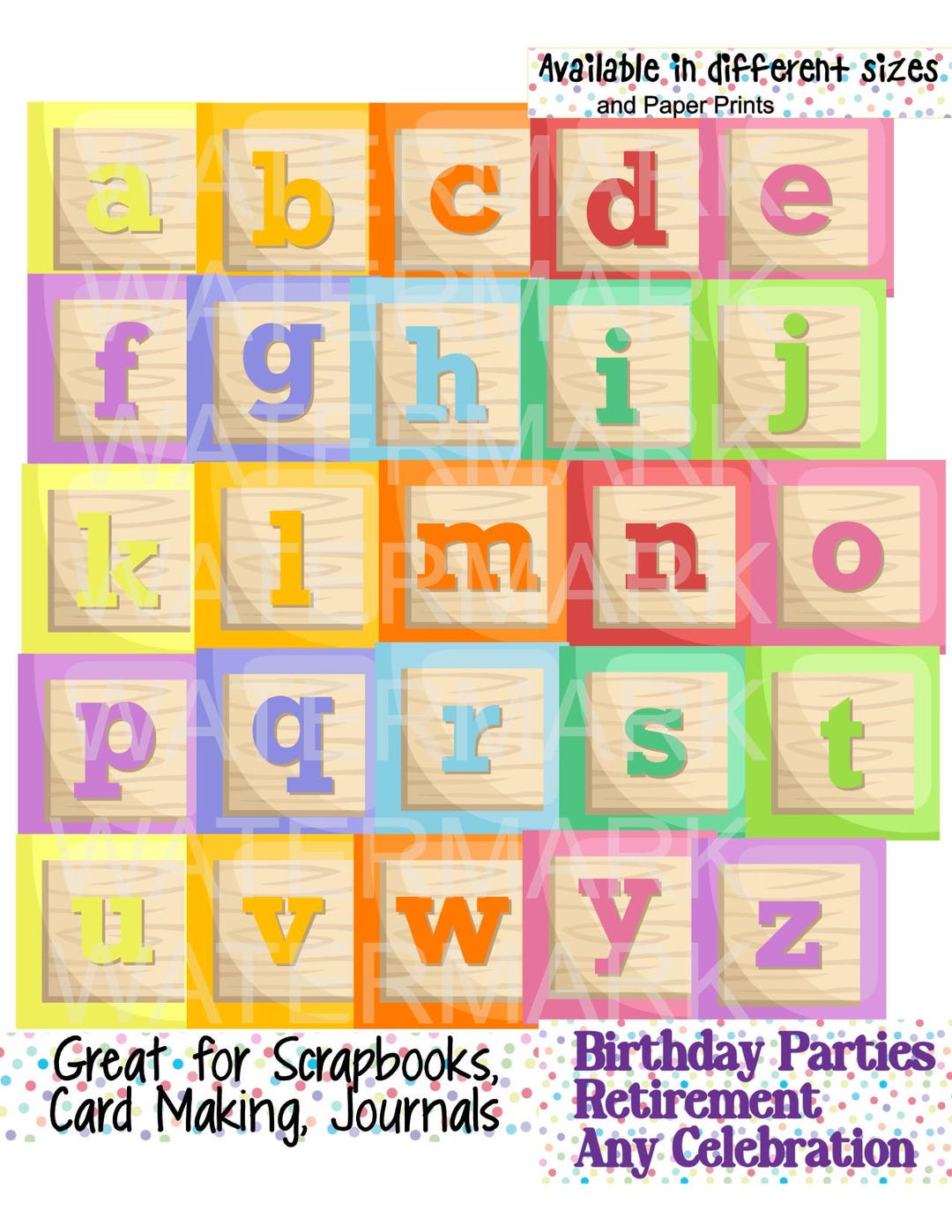 Abc Block Topper Alphabet Wooden Blocks Theme Title Play Paper Cutout Birthday Toppers ...