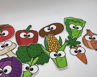 Vegetables Veggies Corn Broccoli Potato Onion Kawaii Colorful Diecuts Banners Parties Invitations Decoration Card Making Teaching Kids Party