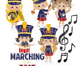 Girls Marching Band Instruments Band Music CutOuts Birthdays Toppers Banners Parties Invitations Decoration Card Making Teaching Scrapbook