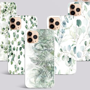 eucalyptus green pastel beautifull simple  elegant case for iPhone  15,14 pro, 13 pro max, 12 pro & SAMSUNG S10 Lite, S23, A50, Huawei,Pixel