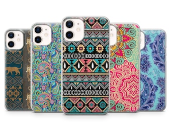 indian colorful pattern  case for iPhone 15 pro max, 14 pro max, 12 pro max & SAMSUNG S10 Lite, S23, A50, Huawei P20,Pixel,One Plus 10