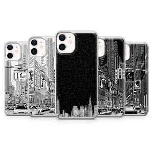 New York cartoon  drawn city case for iPhone 15, 14 Pro ,13 pro max, 12 pro max & SAMSUNG S10 Lite, S23+,A40, A50, Huawei P20,