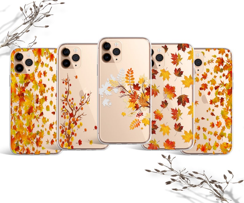 clear the fall autumn leaves  case for iPhone 13 mini, 13 pro max, 12 pro max & SAMSUNG S10 Lite,S22,s22+, A40, A50, Huawei P20, 