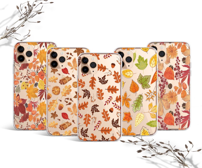 clear the fall autumn leaves  case for iPhone 13 mini, 14 pro max, 12 pro max & SAMSUNG S10 Lite,S22,s22+, A40, A73.One Plus 10, Pixel 6 Pro 