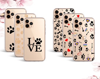 clear dog print  case for iPhone 15,14 pro max,13 pro max,12 pro max & SAMSUNG S10 Lite,S22, A40, A50, Huawei P20,