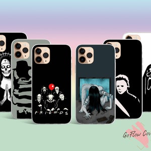 famous horror haloween movies case for iPhone 15 pro, 13 pro max, 12 pro max & SAMSUNG S10 Lite,S22,s23+, A40, A50, Huawei P20,