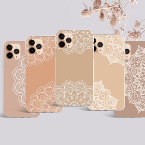 beige elegant boho mandala line art case for iPhone 15,14pro max, 13 pro max, 12 pro max &SAMSUNG S10 Lite,S23,A40, A50, Huawei P20, Xiaomi