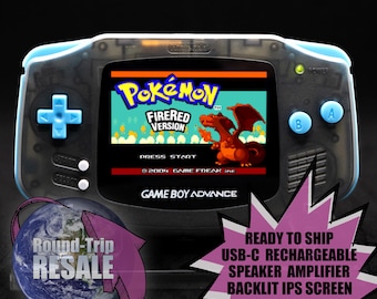 Nintendo Game Boy Advance - Laminated V5 IPS Screen - Clear Black / Baby Blue - Sound Amp, USB-C Charging - Refurbished Upgraded Gameboy GBA