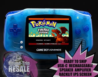 Nintendo Game Boy Advance - Pantalla IPS V5 laminada - Azul claro que brilla en la oscuridad - Amplificador de sonido, carga USB-C - Gameboy GBA reacondicionado