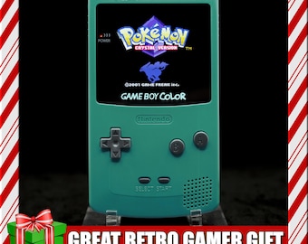 Nintendo Gameboy Color - OLED Screen Upgrade - Teal Green - Rechargeable USB-C Battery, Tactile Buttons, Sound Amp, Game Boy GBC