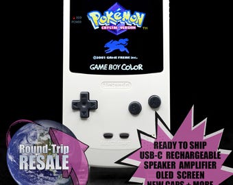 Nintendo Gameboy Color - Actualización de pantalla OLED - Blanco - Batería recargable USB-C, botones táctiles, amplificador de sonido, Game Boy GBC