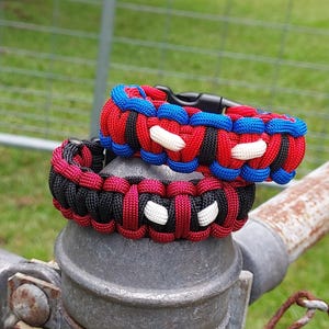 Handmade Superhero Paracord Bracelet: Deadpool or Spider-Man 550 Nylon