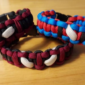 Handmade Superhero Paracord Bracelet: Deadpool or Spider-Man 550 Nylon