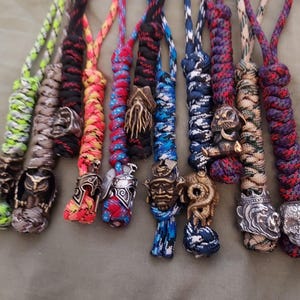 Custom Paracord Knife Lanyard with USA 550 Paracord & Bead